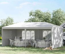 6 x 3 m Party Tent Gazebo Marquee Outdoor Patio Canopy Shelter with Windows and Side Panels White