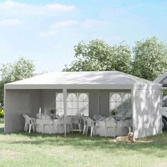6 x 3 m Party Tent Gazebo Marquee Outdoor Patio Canopy Shelter with Windows and Side Panels White