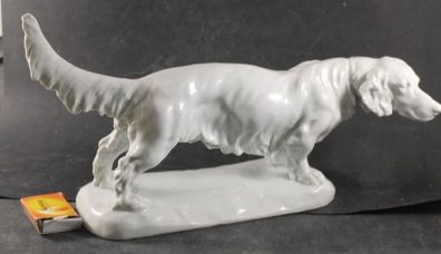 Rare large HEREND Irish setter, signed