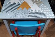 Sturdy Kids wooden table &amp; wooden seat in steal frame
