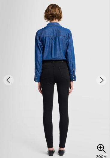 7 for All Mankind Black High Waist Glossy Coating Crystal Gunmetal Skinny Jeans Sz 26 (Fit 8UK) - Rrp 240 (New)