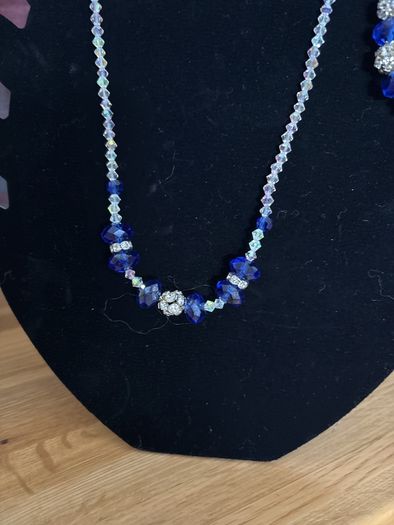 Glittery Beaded Necklace, Bracelet and Earrings Set