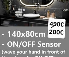 LED Bathroom Mirror Senosr 140x80cm Bright Light