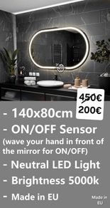 LED Bathroom Mirror 140x80cm Sensor