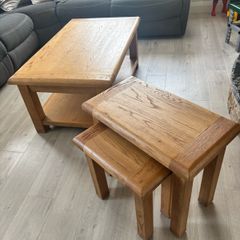 Solid Oak Coffee Table & Nest of Tables