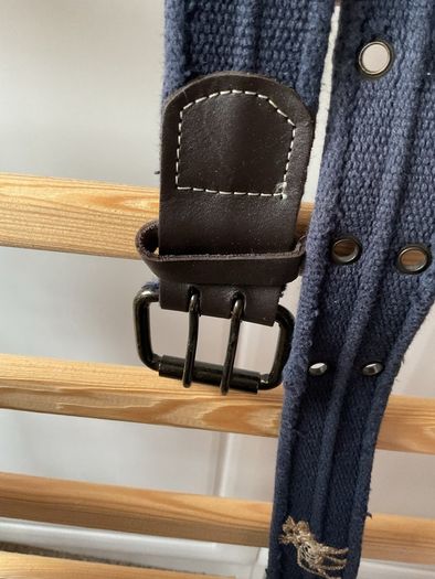 boys belt Abercrombie navy with leather 46cm