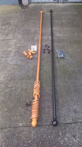 Pine Curtain Pole &.steel black pole 2.5m