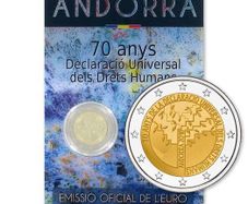 Andorra 2 Euro Commemorative Coin 2018 - 70 Years of the Universal Declaration of Human Rights. Blister Card. BU