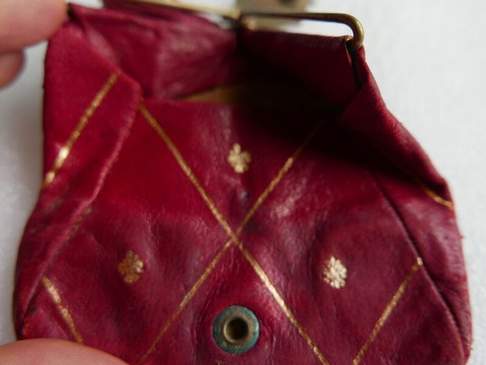 Vintage 50's Italian  Red Leather Triangle Coin Purse