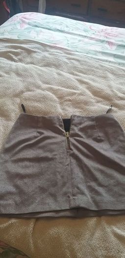 Grey Fake Suede Skirt