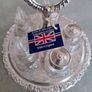Queen Anne silver plated and crystal shakers 5 piece set on carrier tray new with tag Mayell/ crystal salt and pepper shakers Image 7
