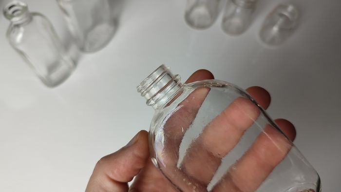 347 - Set of 6 Vintage Collectible Decorative Clear Glass Bottles and Jars
