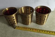 Set of 3 Small Brass Chamberstick | Brass Candle Holder