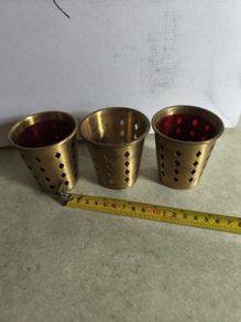Set of 3 Small Brass Chamberstick | Brass Candle Holder