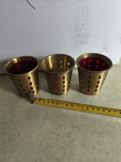 Set of 3 Small Brass Chamberstick | Brass Candle Holder