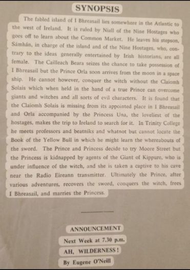 Abbey theather programme 1962 ( an claiomh soluis )