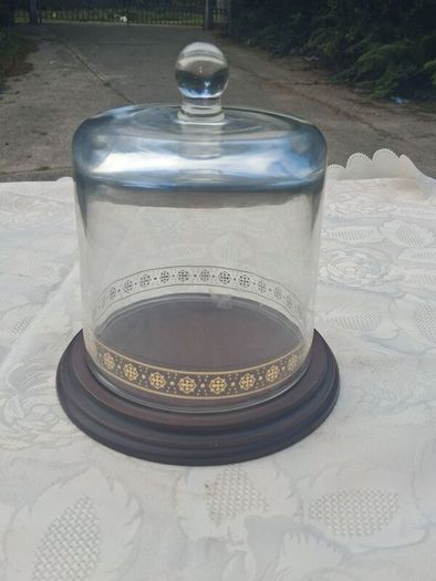 Mid Century Hand Blown Glass Cloche on Plynth