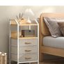 Bedside Table with 3 Fabric Drawers and Open Shelf, Nightstand for Bedroom Image 8