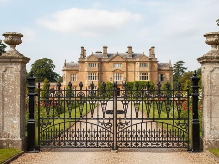 Set of brand new solid cast iron gates with posts