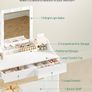 90cm Dressing Table with LED Lighting, Adjustable Brightness, Dressing Table with Mirror, with 2 Drawers and 2 Open Compartments, Modern, White Image 2