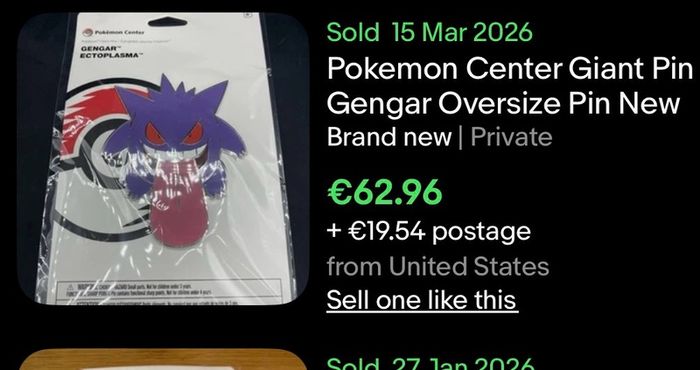 Gengar oversized Pokemon center pin