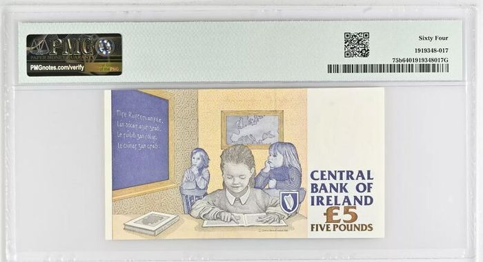 Ireland | 1999 | 5 Pounds | P.75b | Rtm 398239 | Pmg Graded | Unc