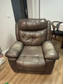Brown Leather Manual Recliner Armchair