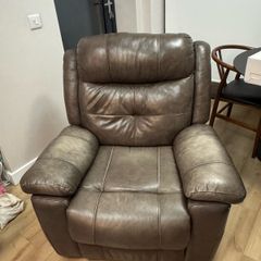 Brown Leather Manual Recliner Armchair