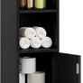 Bathroom Storage Cabinet, Freestanding Bathroom Organizer for Small Spaces, Narrow Toilet Paper Corner Floor with Door and Shelves,Black Image 2