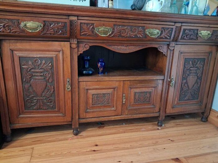 Carved wood sideboard.