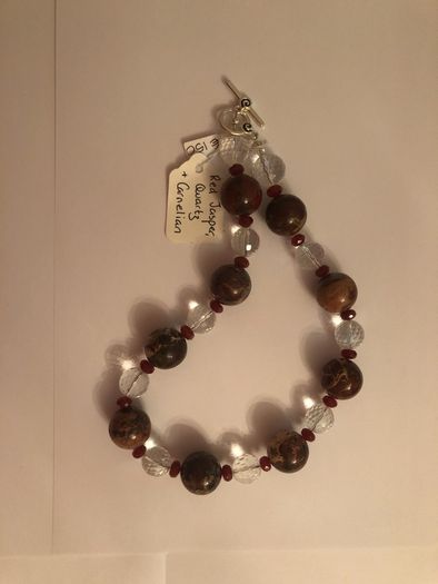 Red jasper, Quartz & Carnelian necklace