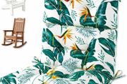 Outdoor Seat Cushion Replacement, Waterproof Thicked 112x53.3x10 cm Garden Adirondack Chair Cushions with Ties, High Back Rocking Chair Pad for Patio Furniture, Yellow-Green Leaf