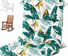 Outdoor Seat Cushion Replacement, Waterproof Thicked 112x53.3x10 cm Garden Adirondack Chair Cushions with Ties, High Back Rocking Chair Pad for Patio Furniture, Yellow-Green Leaf
