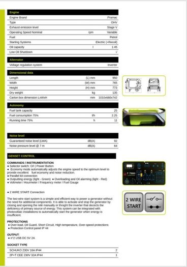 Pramac P7500i Generator 6.5KVA Generator
