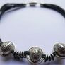 Vintage Leather  Bead Necklace length 17,5" Image 2