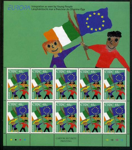 2006 Ireland Europa Commemorative Stamps Sheetlet Plate 1B1B1B1B Mint Never Hinged (MNH)