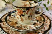 An antique bone china trio