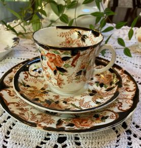 An antique bone china trio