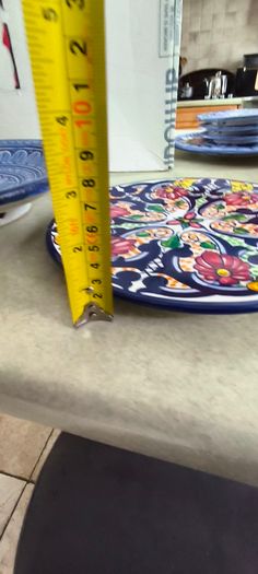 Spanish Hand Painted Ceramic wall plate, Floral Mediterranean Talavera Style Wall Art or hot pot holder