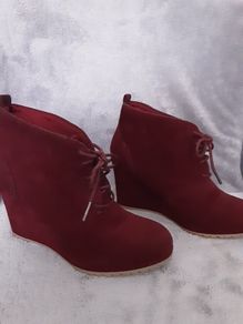 Wedge Heel Ankle Boots Colour: Wine .. Size: 5 UK 39 EU