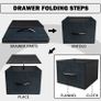 _Chest of Drawers with 5 Drawers Suede Fabric Cabinet Low Sideboard Vintage Highboard Metal Cabinets Organiser TV Cabinet Small Kitchen Bedroom Office Living Room Black + Grey Wood + Steel Image 8