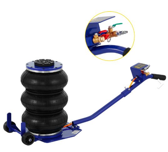 Pneumatic Triple Air Bag Car Jack Trolley 3 Ton 6600 Lbs Cap 400 Mm Lift