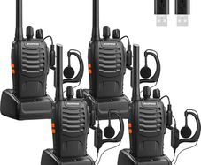 Walkie Talkies Long Range 2 Way Radios Rechargeable Walkie Talkie Portable Handheld 16Channels VOX Walky Talky Set with Earpiece,USB Charger,Battery (4 pack)