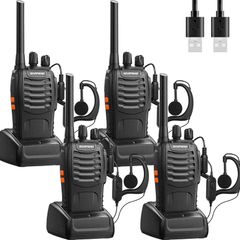 Walkie Talkies Long Range 2 Way Radios Rechargeable Walkie Talkie Portable Handheld 16Channels VOX Walky Talky Set with Earpiece,USB Charger,Battery (4 pack)