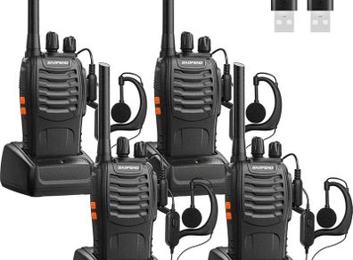 Walkie Talkies Long Range 2 Way Radios Rechargeable Walkie Talkie Portable Handheld 16Channels VOX Walky Talky Set with Earpiece,USB Charger,Battery (4 pack)