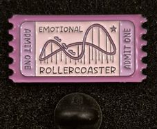 Emotional rollercoaster, pin back badge.