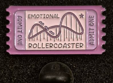 Emotional rollercoaster, pin back badge.