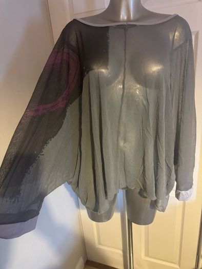 One O One French transparent oversized one size grey cover up top Postage included