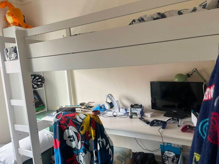 1 white high sleeper loft gaming bed left