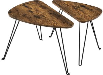 Coffee Table, Set of 2 Side Tables for Living or Dining Room, Bedroom, Industrial Design Vintage